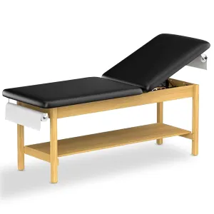 Helsevesen 78" Extra Long 30" Width Bariatric Treatment Table with Full Shelf and Paper Holder, Hardwood Medical Exam Table with Plain Shelf and Adjustable Backrest，78" x 30" x 31"