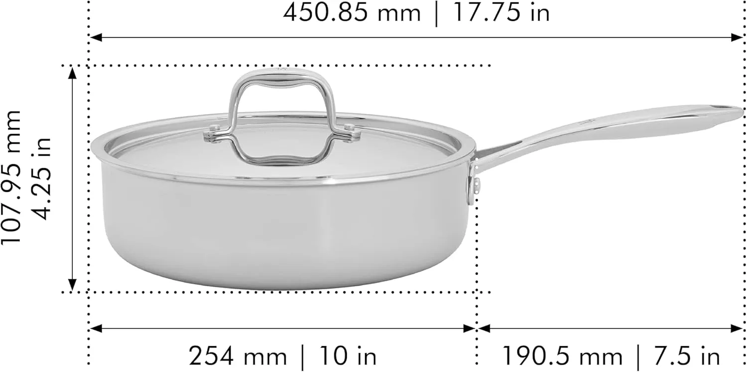 HENCKELS Clad Impulse 10-pc 3-Ply Stainless Steel Pots and Pans Set, Cookware Set, Fry Pan, Saucepan with Lid, Saute Pan with Lid, Dutch Oven with Lid, Stay-Cool Handles, Induction Stove Compatible