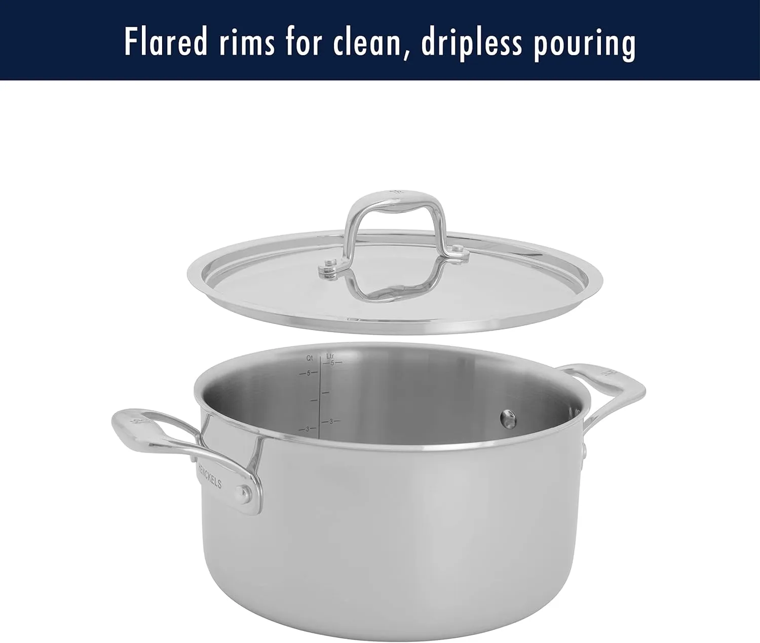 HENCKELS Clad Impulse 10-pc 3-Ply Stainless Steel Pots and Pans Set, Cookware Set, Fry Pan, Saucepan with Lid, Saute Pan with Lid, Dutch Oven with Lid, Stay-Cool Handles, Induction Stove Compatible