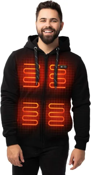 HENNCHEE Heated Hoodies for Men Women with Battery Pack, Zip Up Hooded Sweatshirt, Heating Jacket Unisex Hunting Fishing