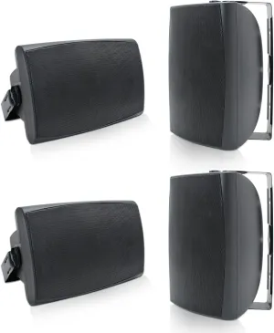 Herdio 6.5 Inch 800W Outdoor Bluetooth Speakers Wired Waterproof with Multifunctional Amplifier, Wall Mount Speaker for Patio Home Poolside Deck Backyard(2 Pairs,Black)