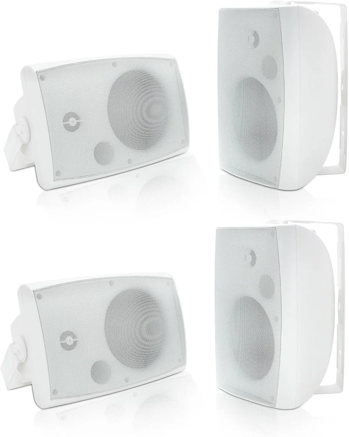 Herdio 6.5 Inch 800W Outdoor Bluetooth Speakers Wired Waterproof with Multifunctional Amplifier, Wall Mount Speakers for Patio Home Poolside Deck Backyard(4 Speakers,White)