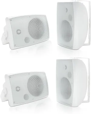 Herdio 6.5 Inch 800W Outdoor Bluetooth Speakers Wired Waterproof with Multifunctional Amplifier, Wall Mount Speakers for Patio Home Poolside Deck Backyard(4 Speakers,White)