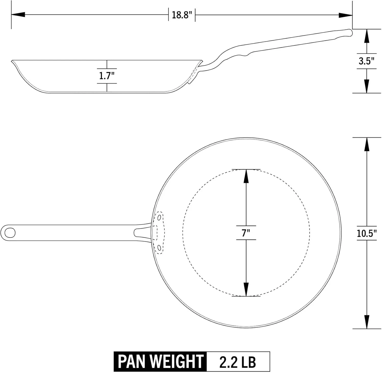 Heritage Steel Eater Series 10.5 Inch Frying Pan | Made in USA | 5-Ply Fully Clad Stainless Steel | Stay Cool Handle Design | Induction Ready & Non-Toxic