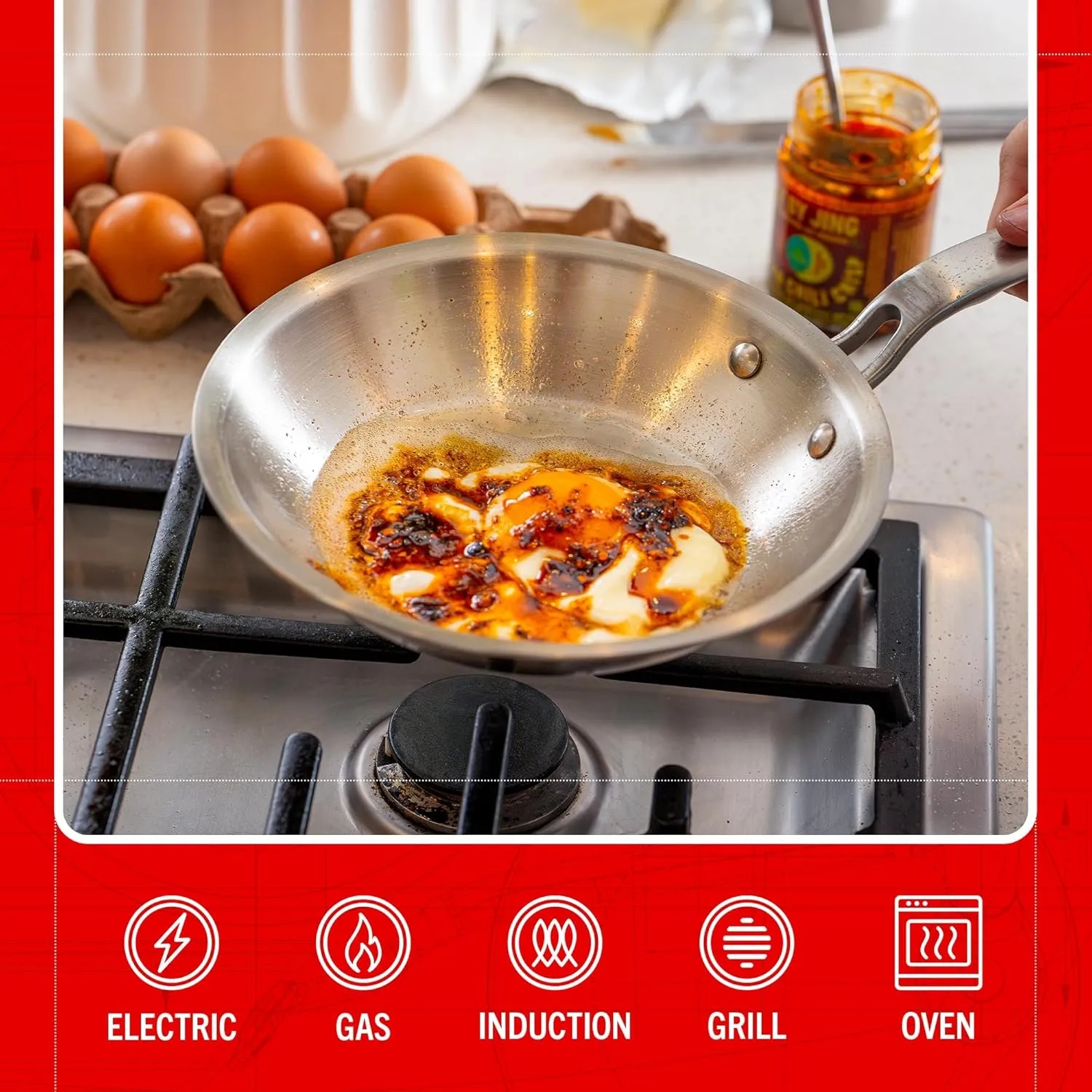 Heritage Steel Eater Series 8.5 Inch Frying Pan | Made in USA | 5-Ply Fully Clad Stainless Steel | Stay Cool Handle Design | Induction Ready & Non-Toxic