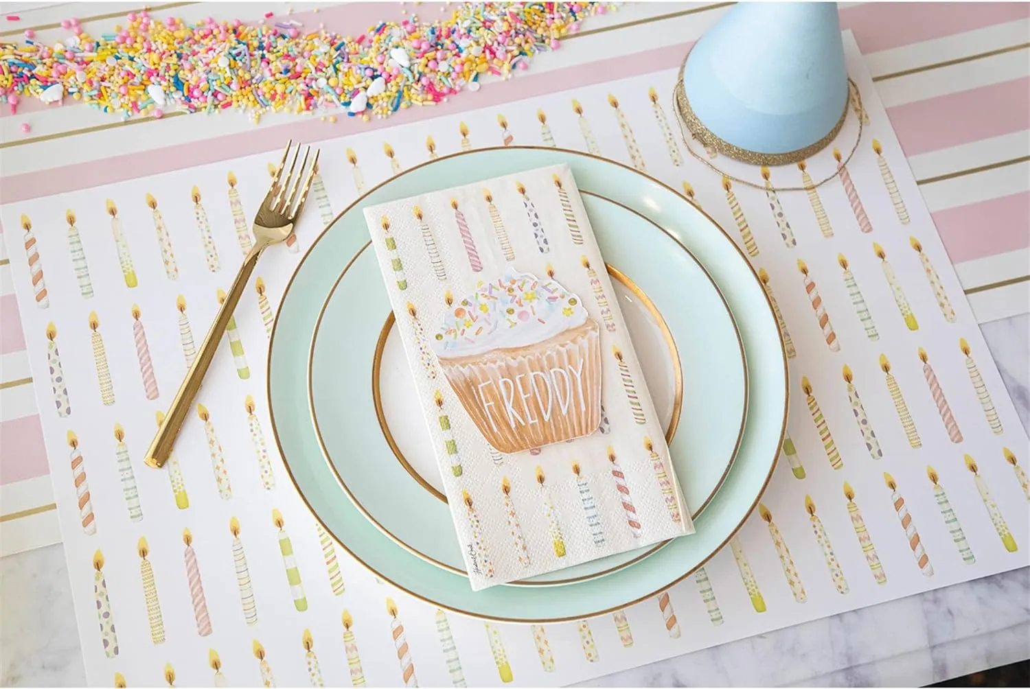 Hester & Cook - Table Runner -  Pink Gold Striped