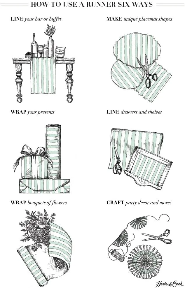 Hester & Cook - Table Runner -  Pink Gold Striped