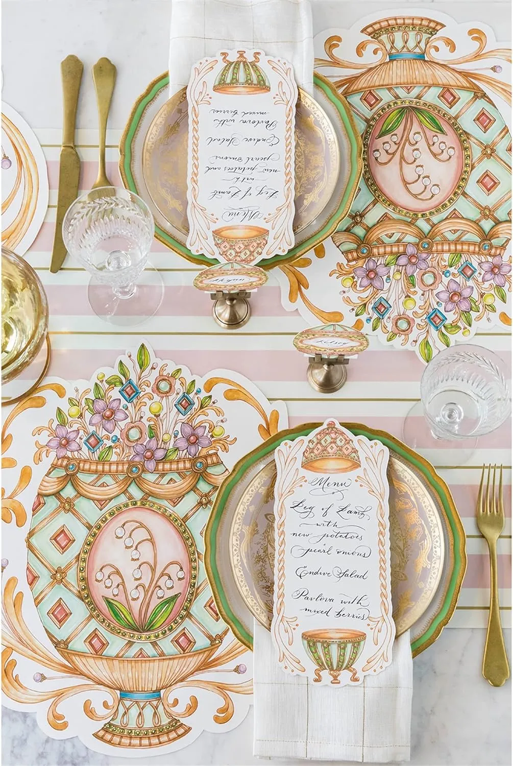 Hester & Cook - Table Runner -  Pink Gold Striped
