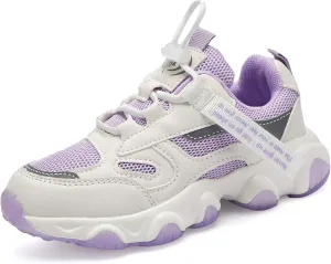 Hetios Kids Shoes Girls Lightweight Athletic Running Shoes Breathable Knit School Sports Shoes (Toddler/Little Kid/Big Kid)