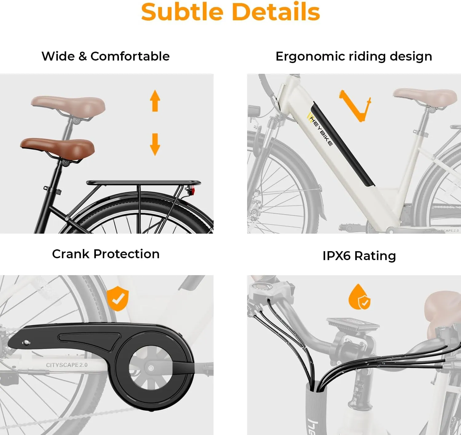 Heybike Cityscape 2.0 Electric Bike for Adults with 1000W Motor Peak,468Wh Removable Battery and up to 50Miles 24MPH,UL Certified 26" Electric Commuter Bike with 7-Speed and Front Suspension.
