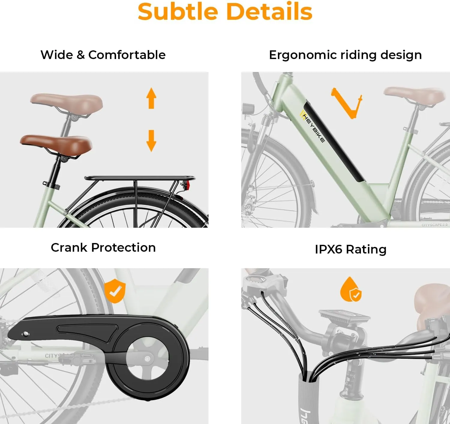 Heybike Cityscape 2.0 Electric Bike for Adults with 1000W Motor Peak,468Wh Removable Battery and up to 50Miles 24MPH,UL Certified 26" Electric Commuter Bike with 7-Speed and Front Suspension.