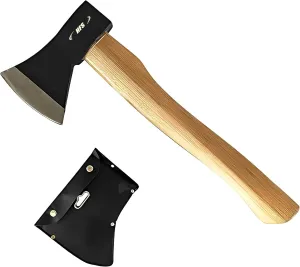 HFS(R) Hatchet Axe with Genuine Hickory Wood Handle Throwing Axe Camping Hiking Chopping High Carbon Steel Head Weight 600g 21oz
