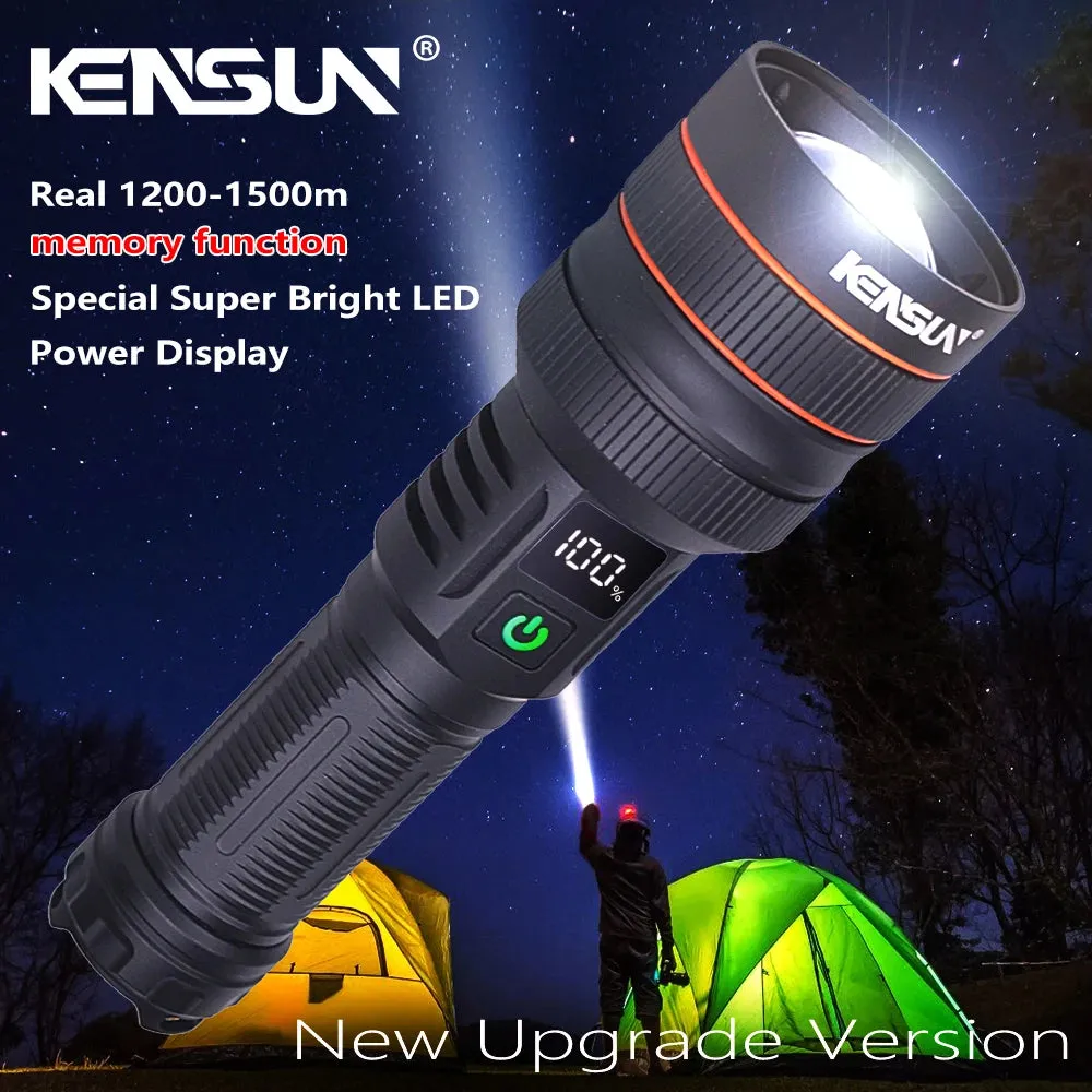 High-Power LED Flashlight - USB Rechargeable Tactical Torch, Long-Range Beam, Outdoors & Hunting