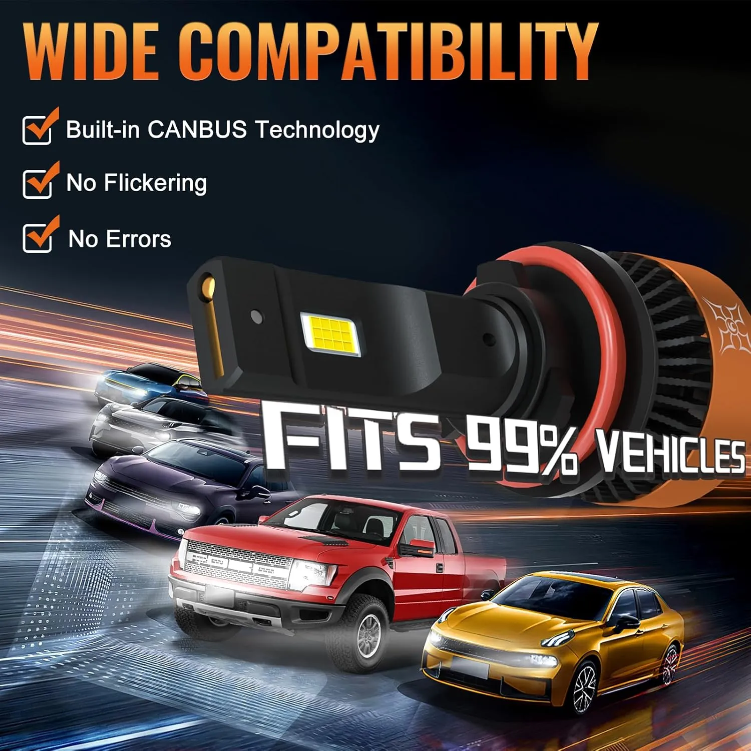 HIKARI WINGS H11/H8/H9 LED Fog light, 28000LM Pure White 6000K LED Bulbs, Plug & Play IP68 Waterproof Pack of 2