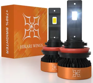 HIKARI WINGS H11/H8/H9 LED Fog light, 28000LM Pure White 6000K LED Bulbs, Plug & Play IP68 Waterproof Pack of 2