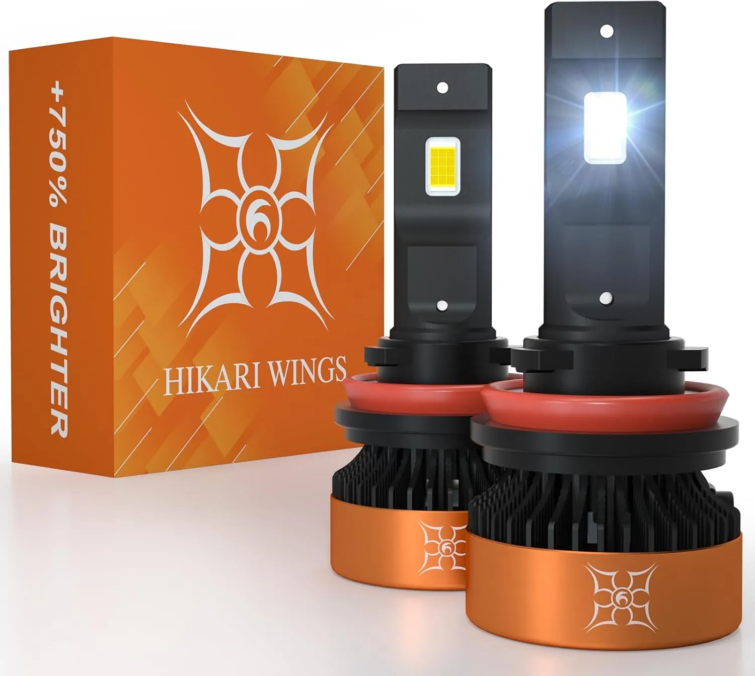 HIKARI WINGS H11/H8/H9 LED Fog light, 28000LM Pure White 6000K LED Bulbs, Plug & Play IP68 Waterproof Pack of 2