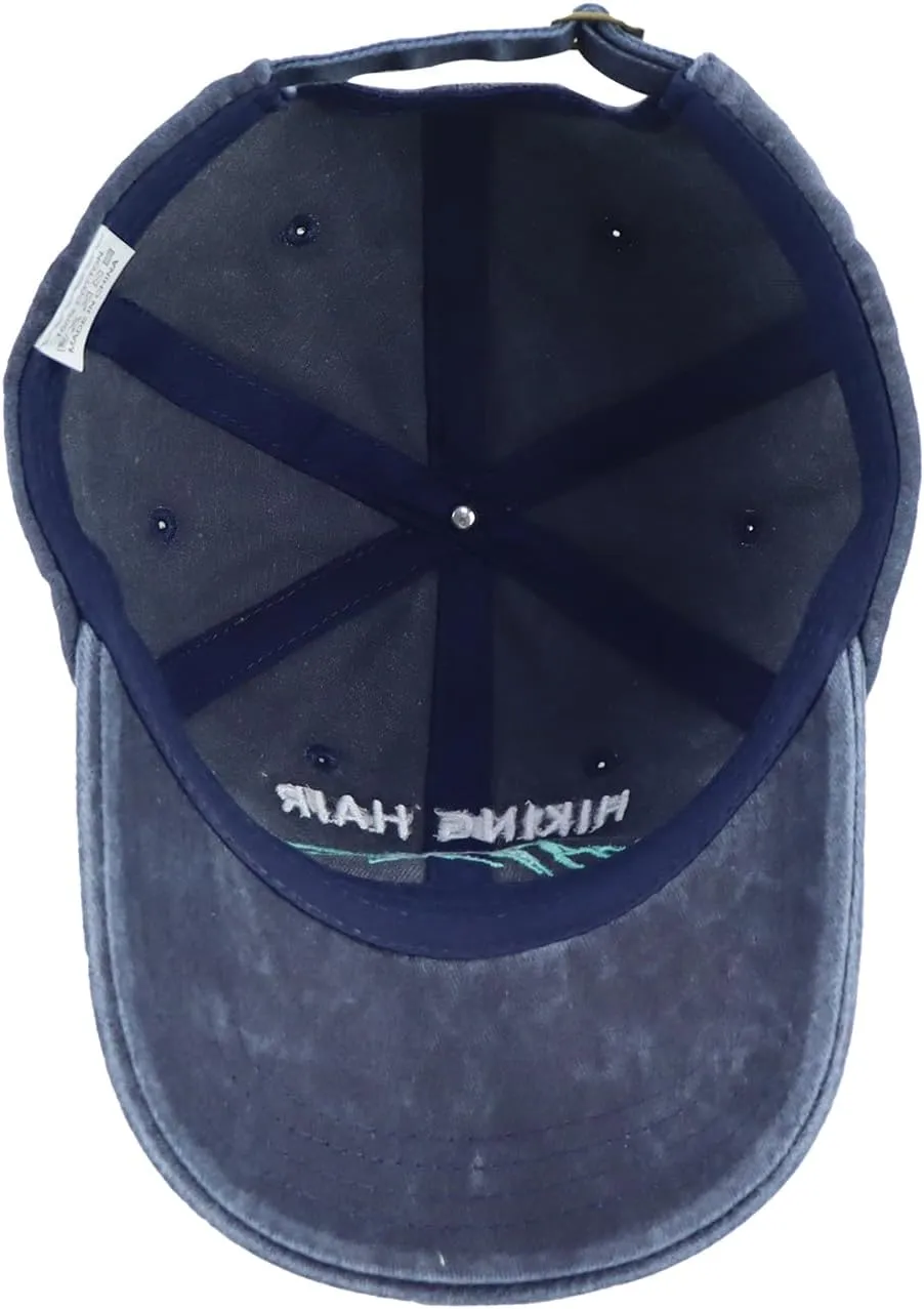 Hiking Hair Don't Care Hat for Men Women, Funny Adjustable Mountain Trees Baseball Cap for Camping Lovers Hiker