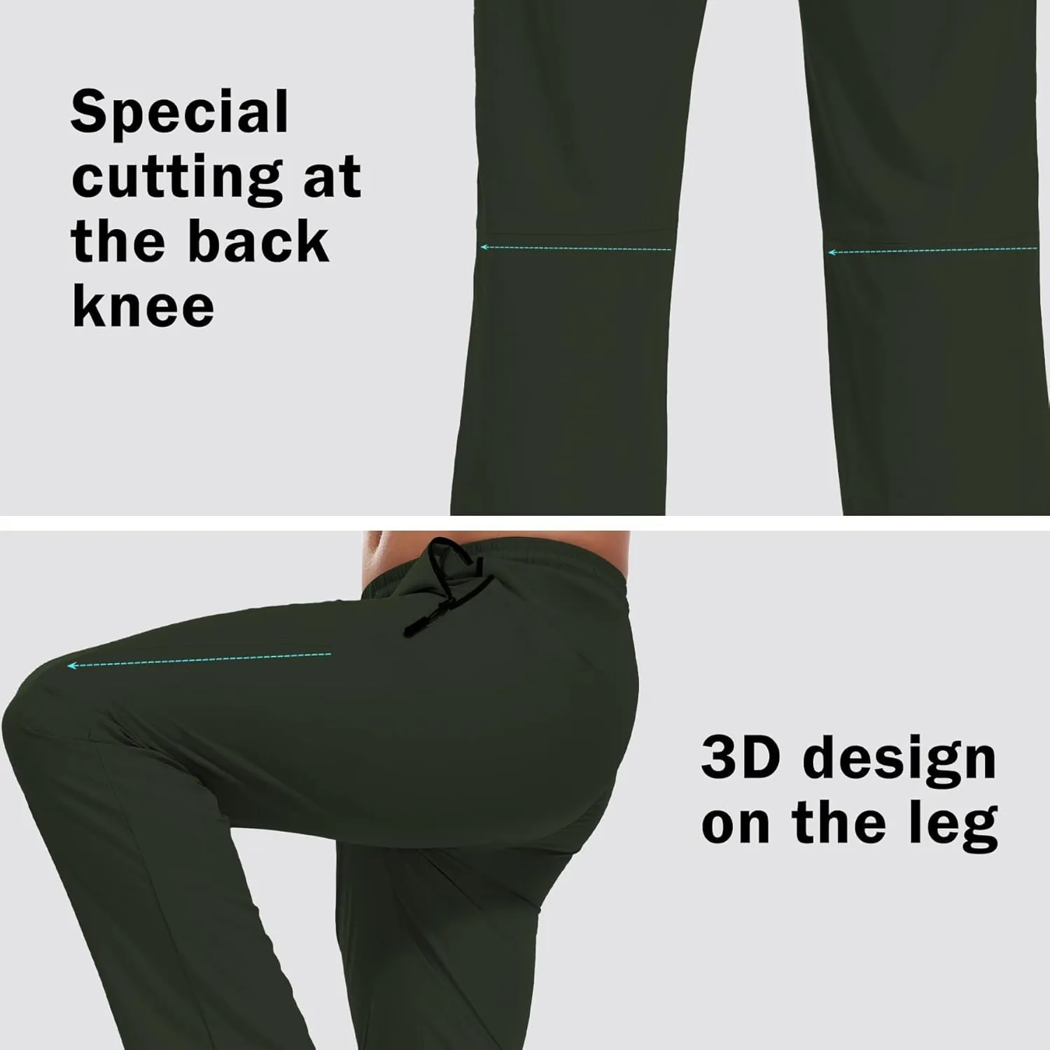 Hiking Pants for Men UPF 50  Cargo Quick Dry Water Resistant Elastic Waist Zip Pockets Travel Work Lightweight Running