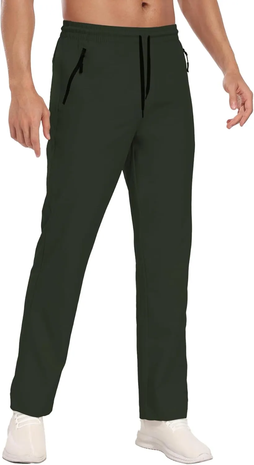 Hiking Pants for Men UPF 50  Cargo Quick Dry Water Resistant Elastic Waist Zip Pockets Travel Work Lightweight Running