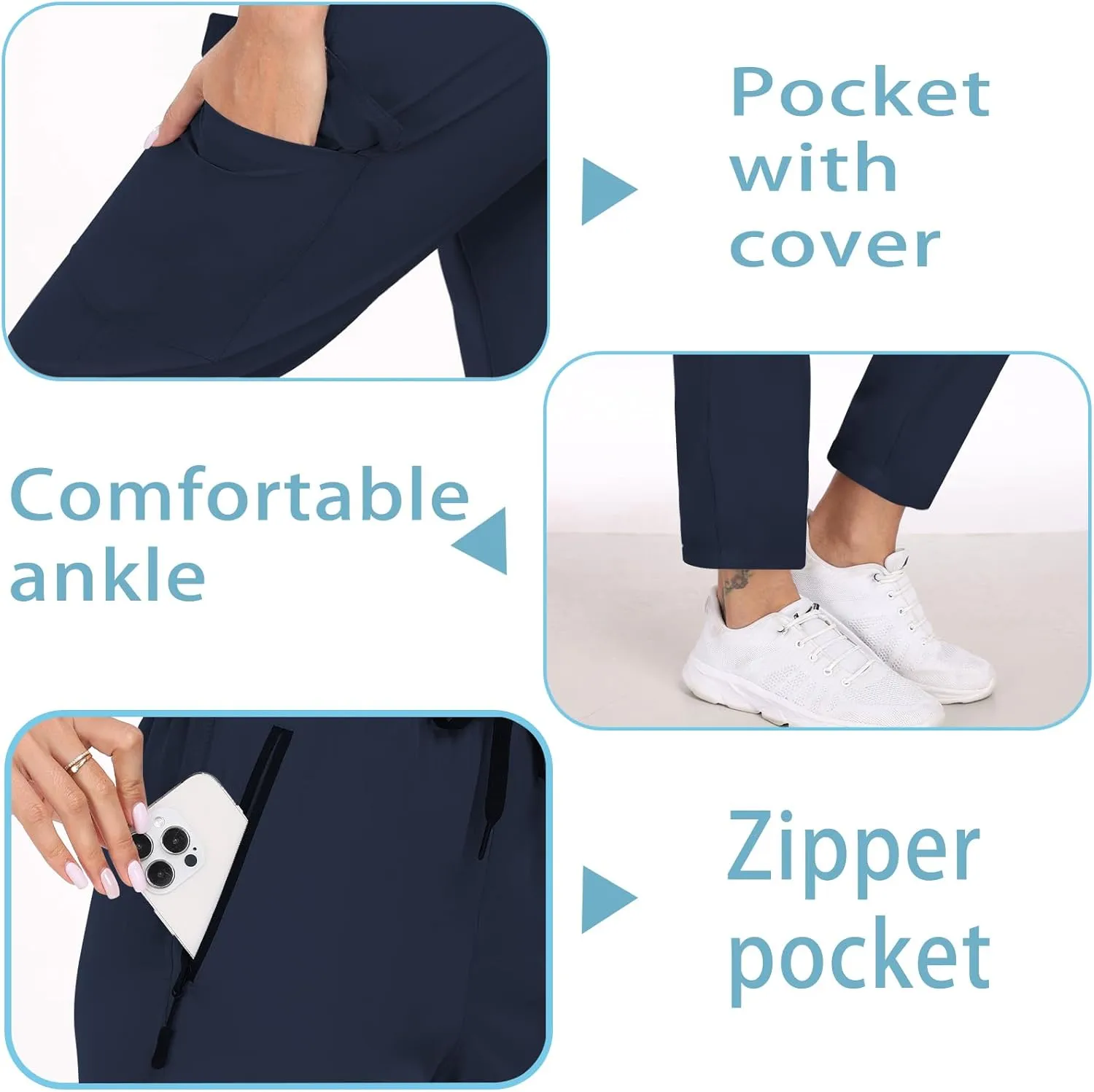 Hiking Pants for Women UPF 50  Cargo Quick Dry Water Resistant Elastic Waist Zip Pockets Travel Work Lightweight Running
