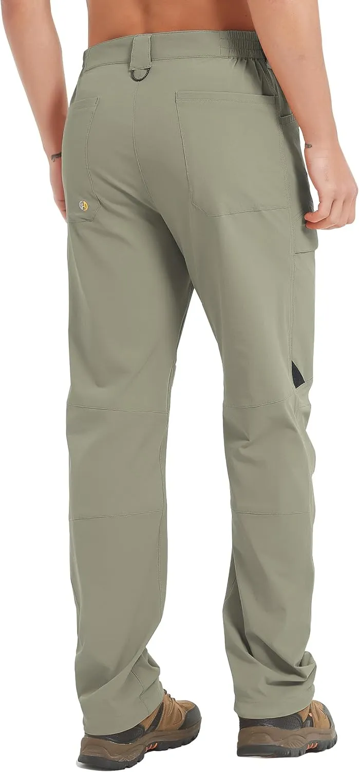 Hiking Pants Men Outdoor Cargo Quick Dry Lightweight Stretch Travel Pants with Elastic Waist for Fishing