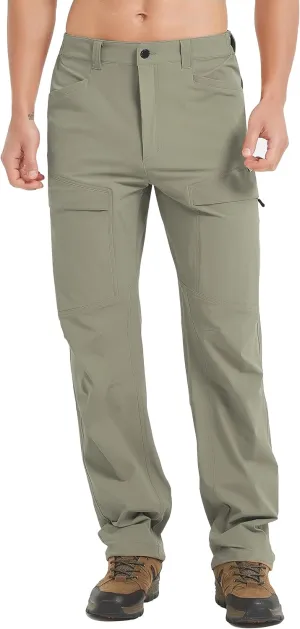 Hiking Pants Men Outdoor Cargo Quick Dry Lightweight Stretch Travel Pants with Elastic Waist for Fishing