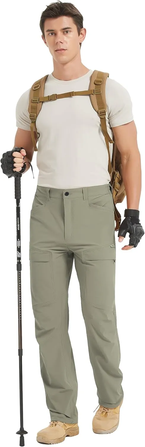 Hiking Pants Men Outdoor Cargo Quick Dry Lightweight Stretch Travel Pants with Elastic Waist for Fishing
