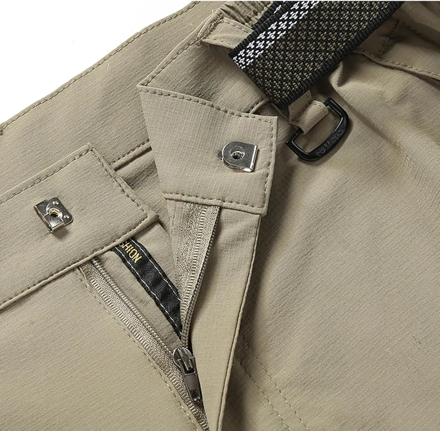 Hiking Pants Men with Belt 5 Zipper Pockets Waterproof Lightweight Quick Dry Travel Fishing Workout Pant Stretch Active