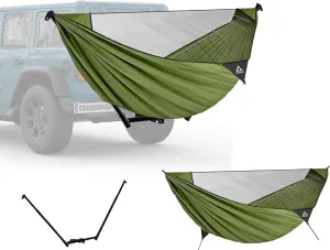Hitch Mount Hammock & Camping Hammock with Mosquito Net - Fits 2'' Receiver, Parachute Nylon Hammock for Indoor, Outdoor, Hiking, Backpacking, Backyard, Beach, Travel
