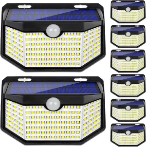 HMCITY Solar Outdoor Lights, IP65 Waterproof Solar Wall Lights, Upgraded PIR Motion Sensor Spot Lights for Outdoor(8 Pack)
