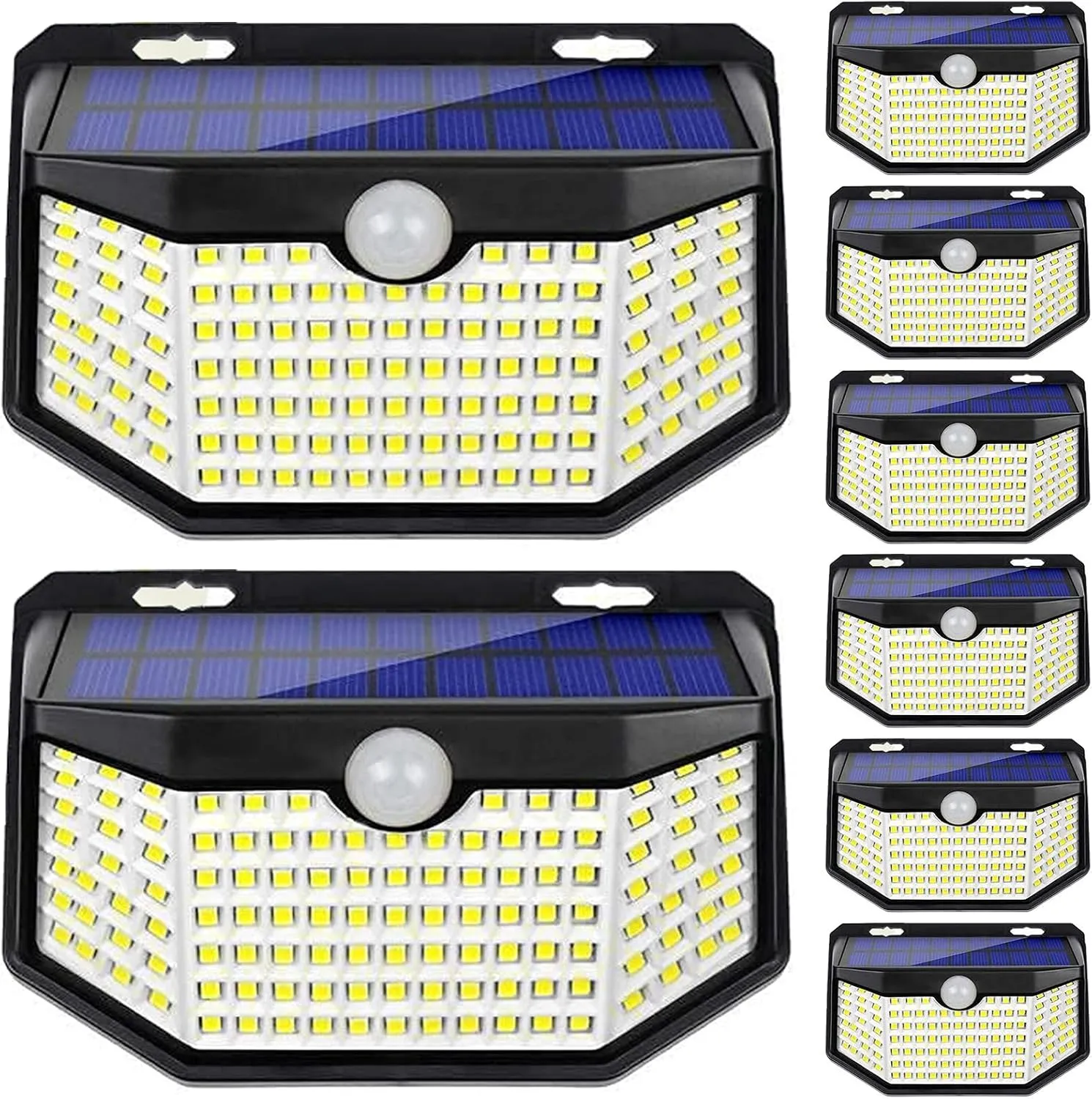HMCITY Solar Outdoor Lights, IP65 Waterproof Solar Wall Lights, Upgraded PIR Motion Sensor Spot Lights for Outdoor(8 Pack)