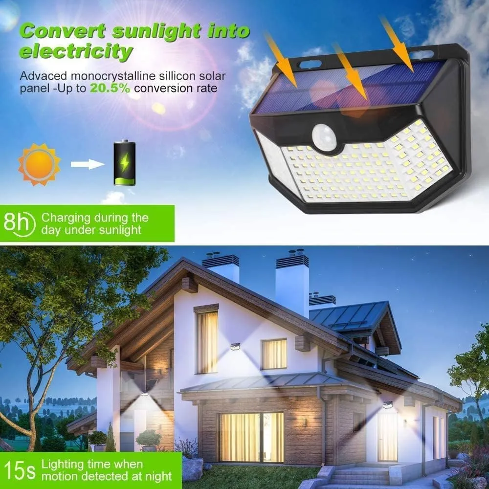 HMCITY Solar Outdoor Lights, IP65 Waterproof Solar Wall Lights, Upgraded PIR Motion Sensor Spot Lights for Outdoor(8 Pack)