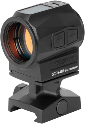 HOLOSUN SCRS 2 MOA Dot Ultra Compact Solar Charging Rifle Sight - Shake Awake Solar Failsafe Durable Waterproof Aluminum Sight for Long Guns with Auto Adjusting & Manual Brightness Control