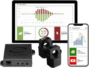 Home Energy Monitor - Solar Energy/Net Metering - Save on Electricity - Bills & Reports - Real-Time Electricity Data & History - EYEDRO-HOME Ethernet or WiFi Connect (2.4 GHz)