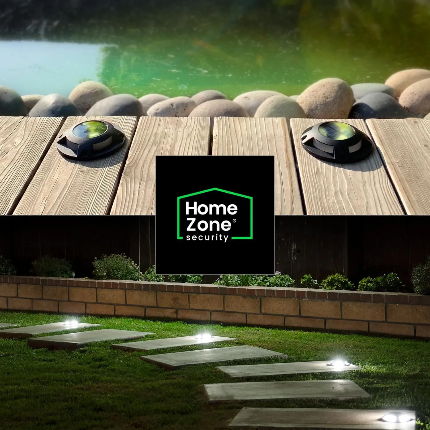 Home Zone Security 4 Packs Solar Deck Light Outdoor 20 Lumens Waterproof Weather Resistant, No Wiring, Auto On Sensor Fence Light, Durable Aluminum Plastic Case for Decor Step Pathway Backyard Garden