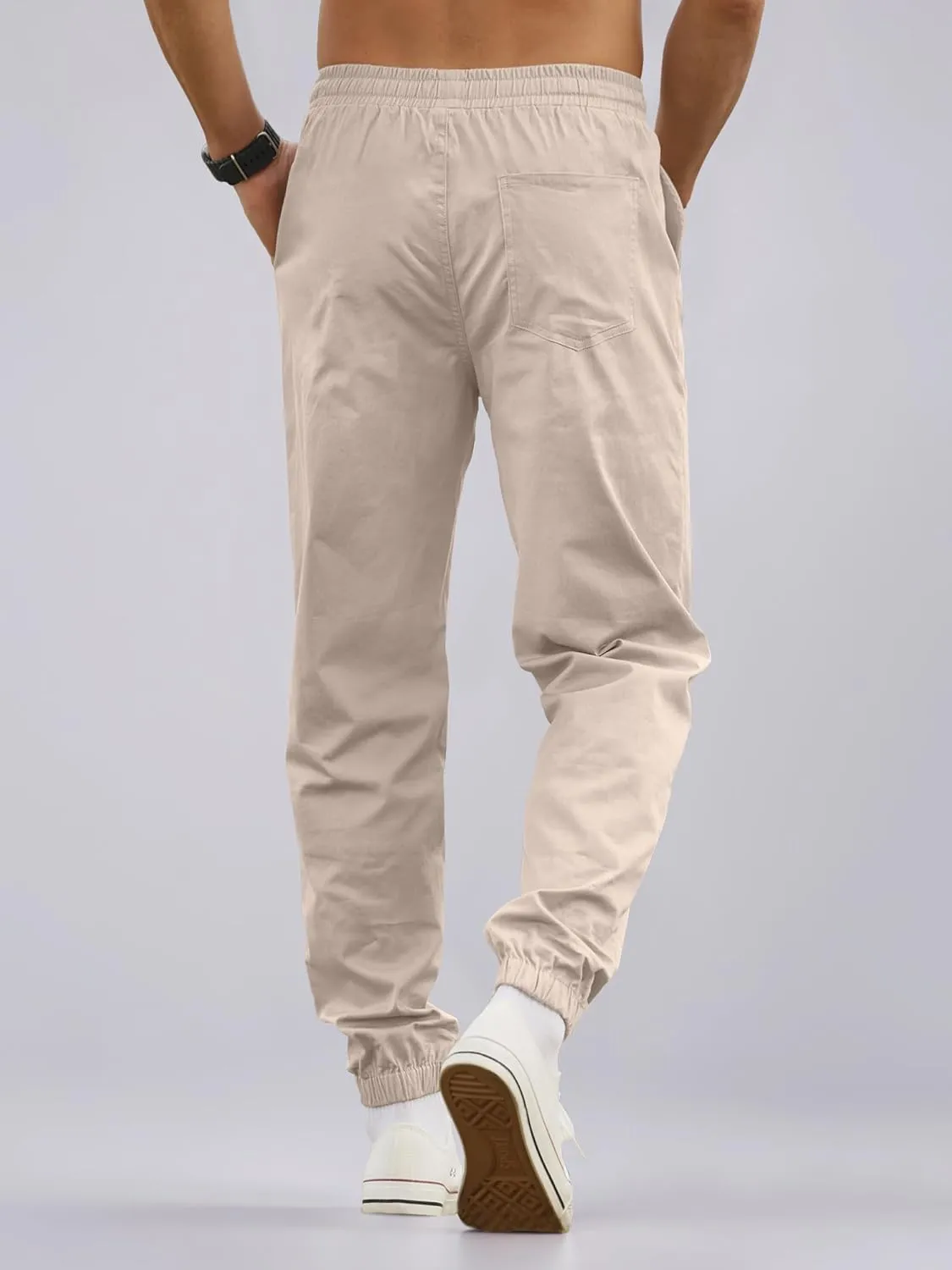 HOTake Men's Joggers Casual Lightweight Elastic Waist Drawstring Hiking Chino Pants Men