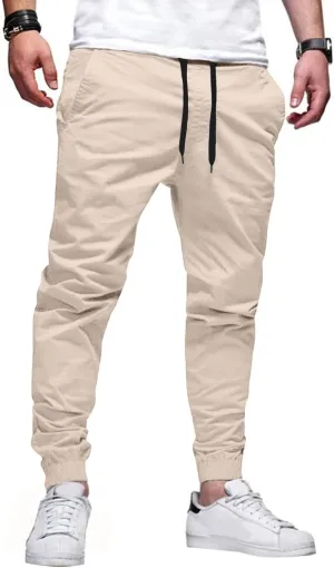 HOTake Men's Joggers Casual Lightweight Elastic Waist Drawstring Hiking Chino Pants Men