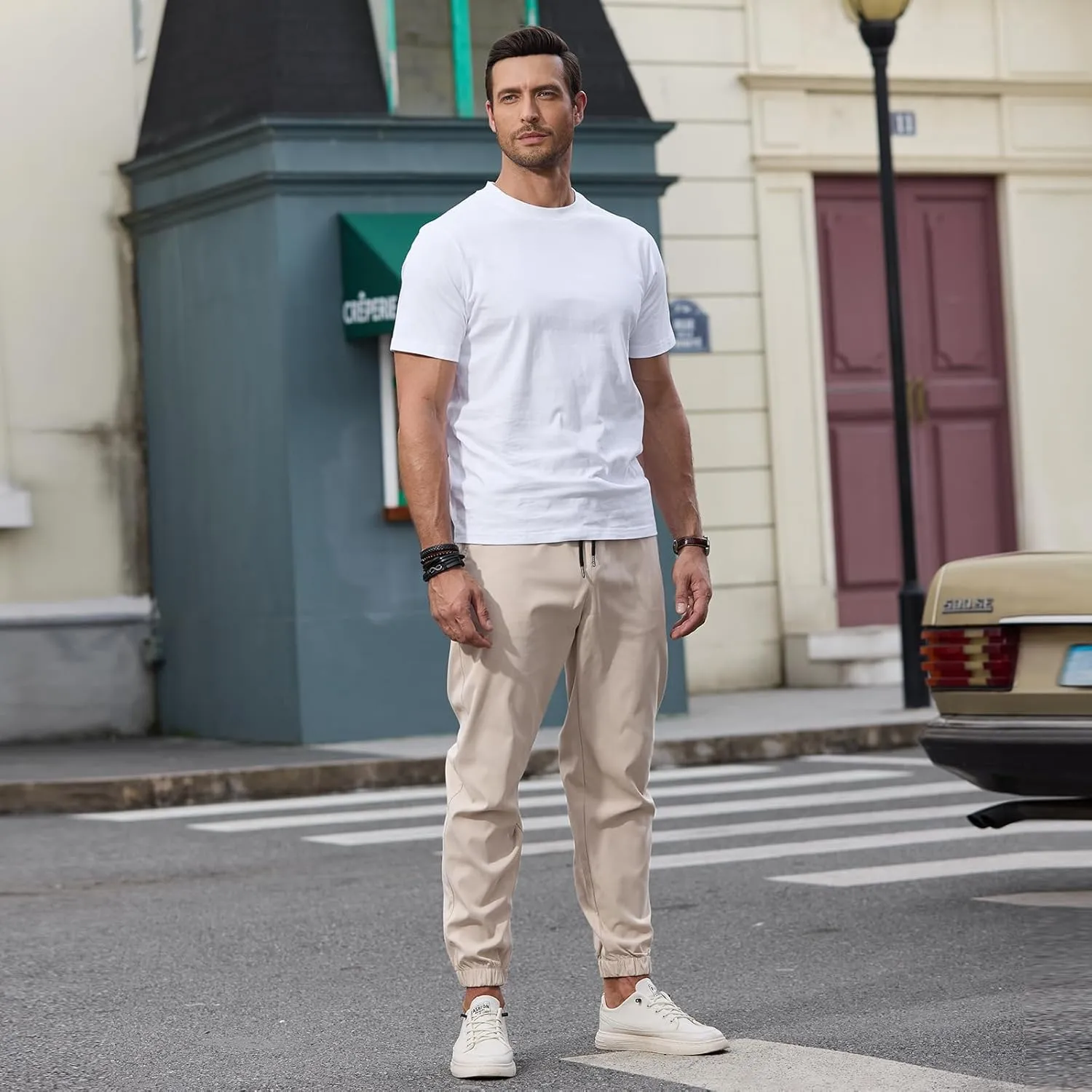 HOTake Men's Joggers Casual Lightweight Elastic Waist Drawstring Hiking Chino Pants Men