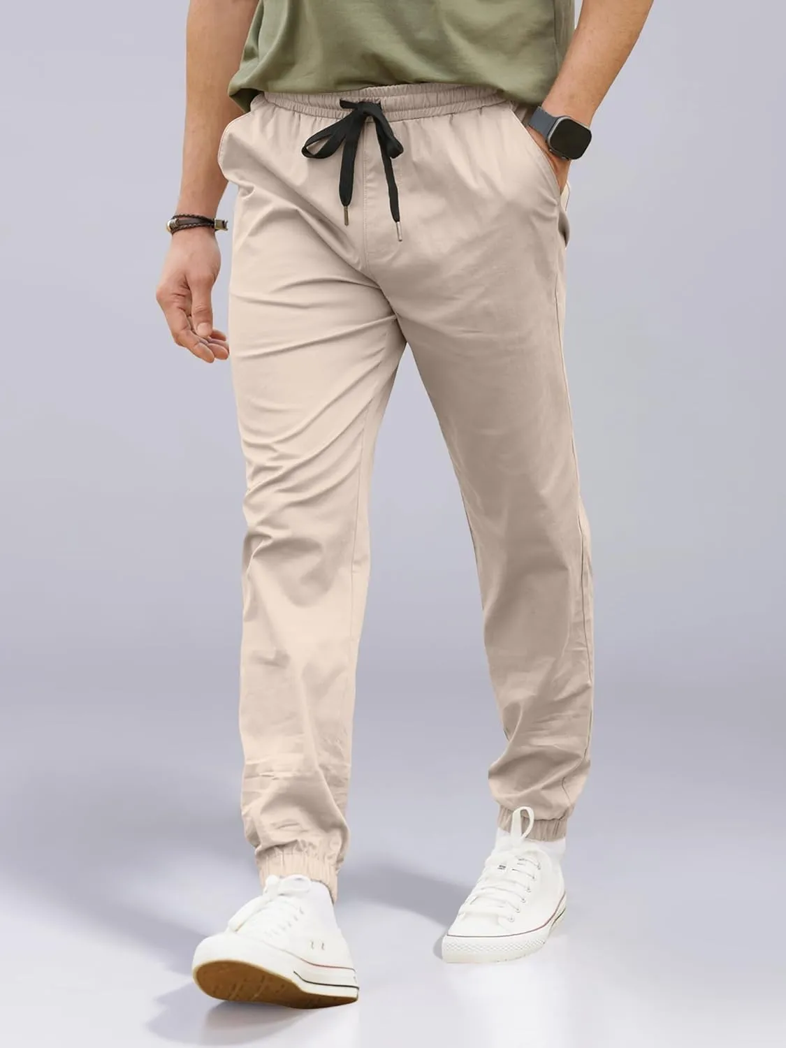 HOTake Men's Joggers Casual Lightweight Elastic Waist Drawstring Hiking Chino Pants Men