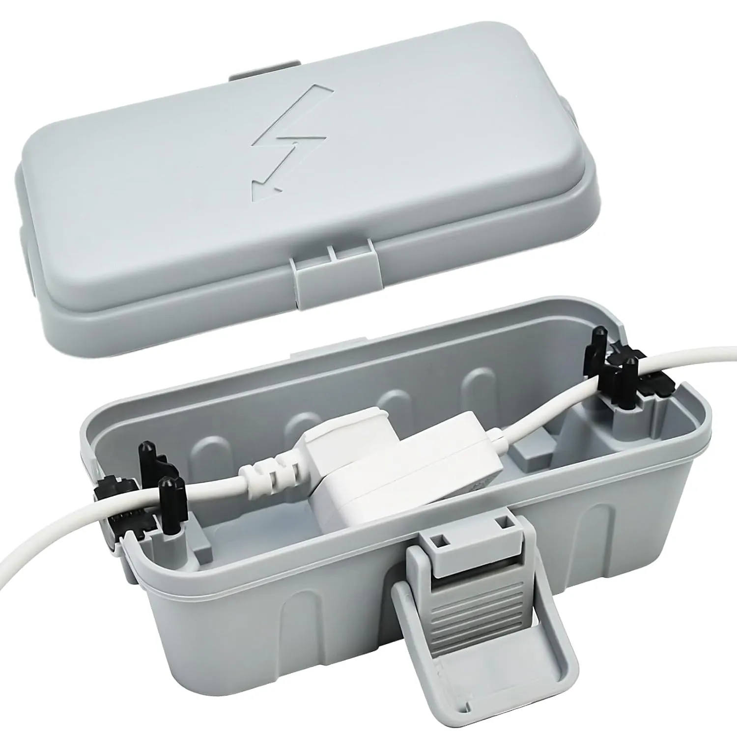 Hrensaw Small Weatherproof Electrical Connection Box(Inner 5.5 x 3 x 2.2inch),Outdoor Electrical Box,Waterproof Extension Cord Covers for Plug, Extension Cables, Holiday Lights,Grey