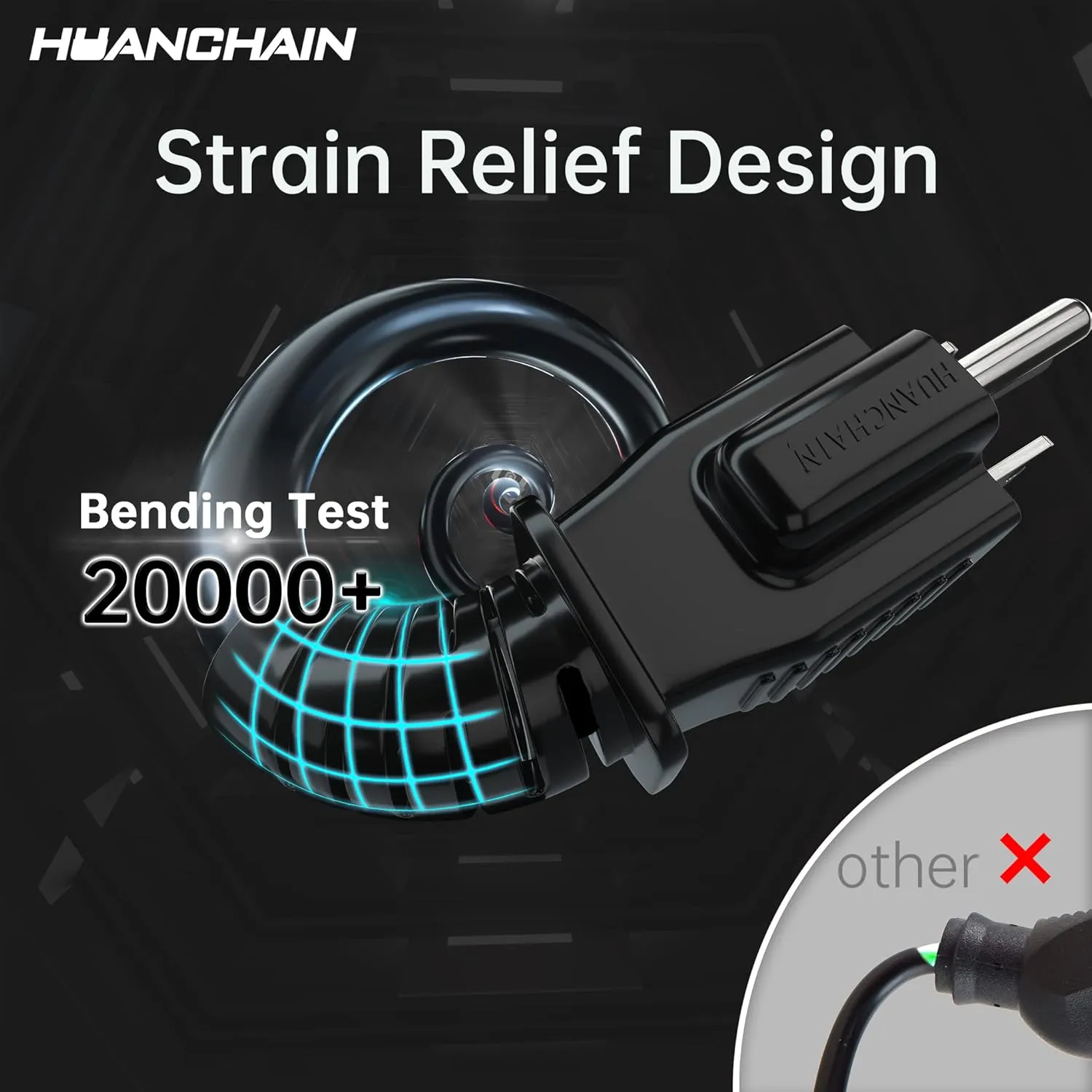 HUANCHAIN Indoor Outdoor Black Extension Cord 50 ft Waterproof, 16/3 Gauge Flexible Cold-Resistant Appliance Extension Cord Outside, 13A 1625W 16AWG SJTW, 3 Prong Heavy Duty Electric Cord, ETL
