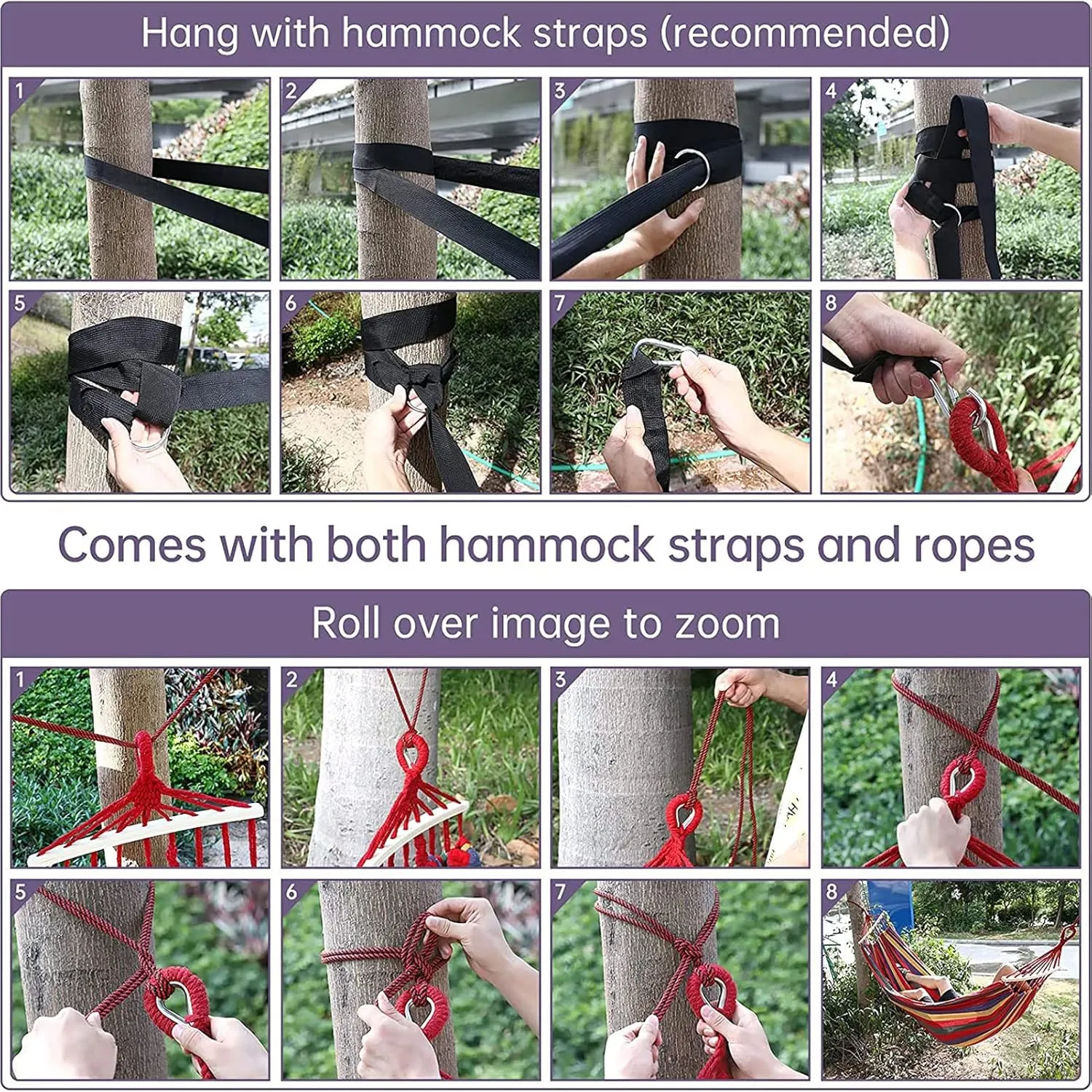 HUHJYUGE Camping Hammock, Portable Hammocks, Hammocks for Outside, Cotton Hammock with 2 Tree Straps and Carry Bag, for Outdoor Hiking, Backpacking, Travel, Backyard, Beach (C 260x150cm)