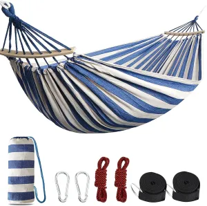 HUHJYUGE Camping Hammock, Portable Hammocks, Hammocks for Outside, Cotton Hammock with 2 Tree Straps and Carry Bag, for Outdoor Hiking, Backpacking, Travel, Backyard, Beach (C 260x150cm)