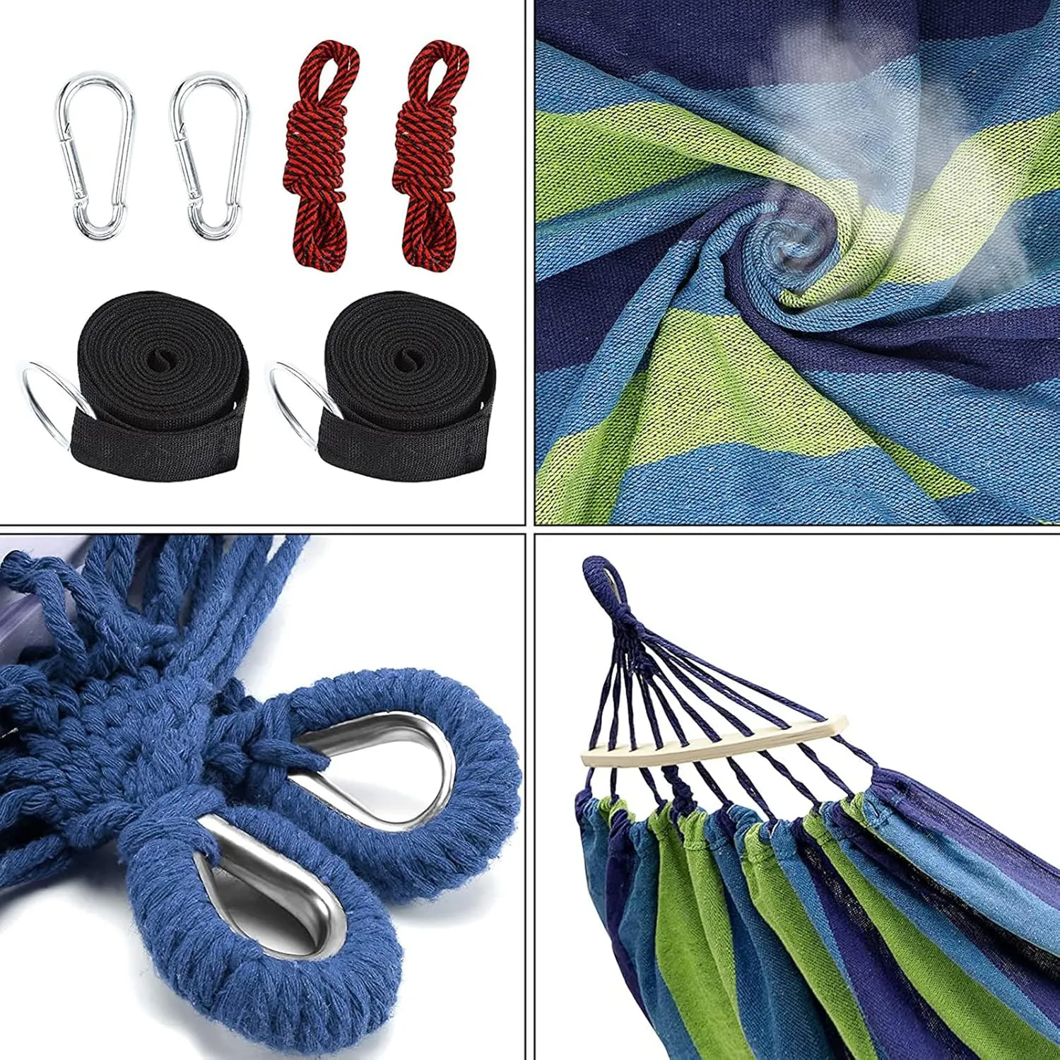 HUHJYUGE Camping Hammock, Portable Hammocks, Hammocks for Outside, Cotton Hammock with 2 Tree Straps and Carry Bag, for Outdoor Hiking, Backpacking, Travel, Backyard, Beach (C 260x150cm)