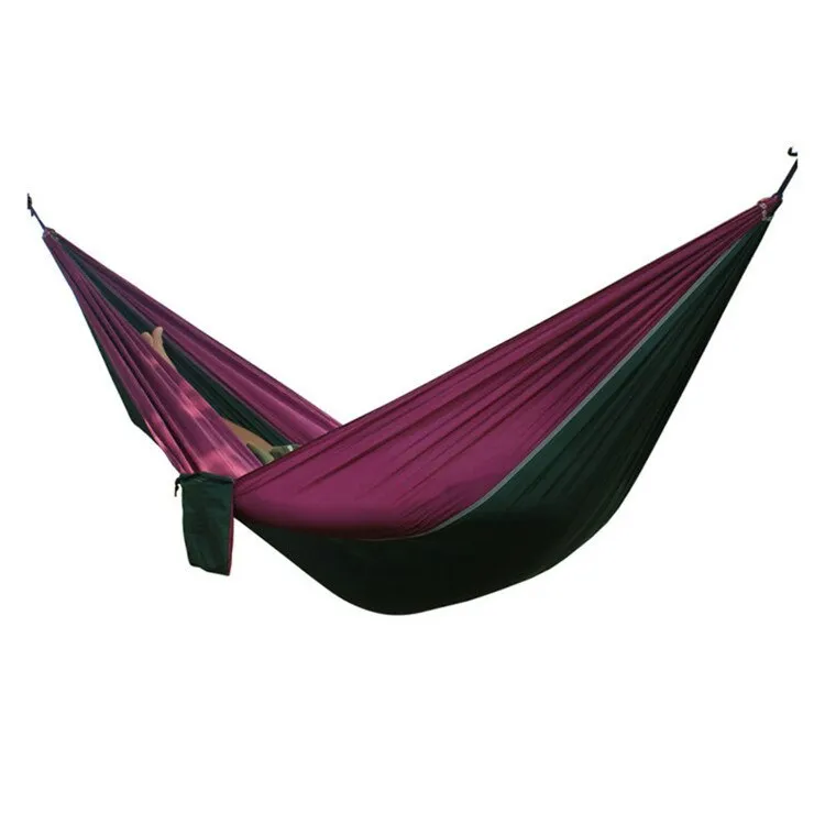 HULIANFU Single Double Hammock Adult Outdoor Backpacking Travel Survival Hunting Sleeping Bed Portable With 2 Straps 2 Carabiner