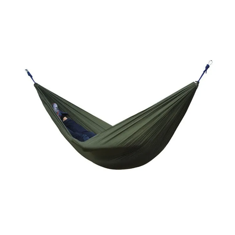 HULIANFU Single Double Hammock Adult Outdoor Backpacking Travel Survival Hunting Sleeping Bed Portable With 2 Straps 2 Carabiner
