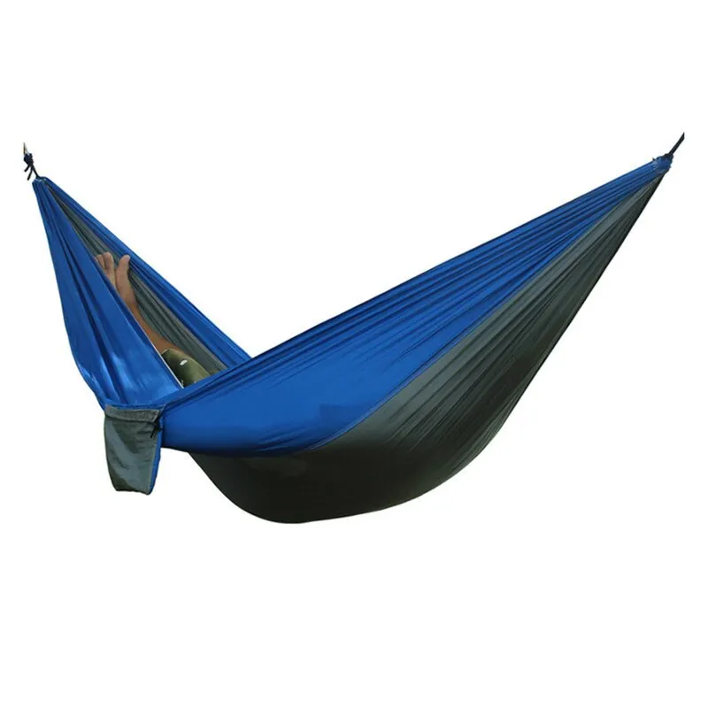 HULIANFU Single Double Hammock Adult Outdoor Backpacking Travel Survival Hunting Sleeping Bed Portable With 2 Straps 2 Carabiner