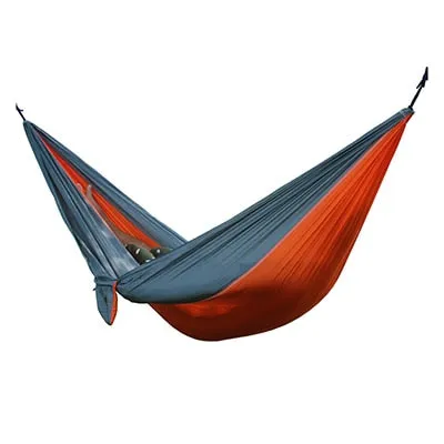 HULIANFU Single Double Hammock Adult Outdoor Backpacking Travel Survival Hunting Sleeping Bed Portable With 2 Straps 2 Carabiner