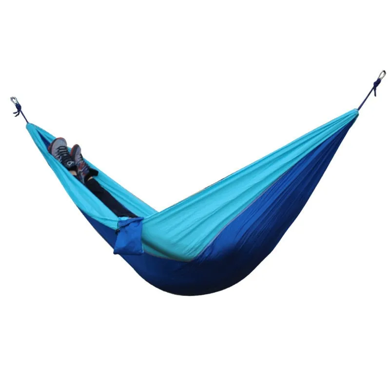 HULIANFU Single Double Hammock Adult Outdoor Backpacking Travel Survival Hunting Sleeping Bed Portable With 2 Straps 2 Carabiner