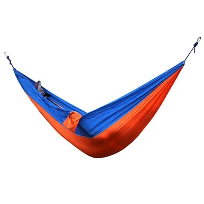 HULIANFU Single Double Hammock Adult Outdoor Backpacking Travel Survival Hunting Sleeping Bed Portable With 2 Straps 2 Carabiner